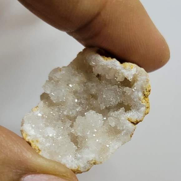 Trio of Small Agate Natural Crystal Geodes, Purple Blue Cream - Picture 4 of 6